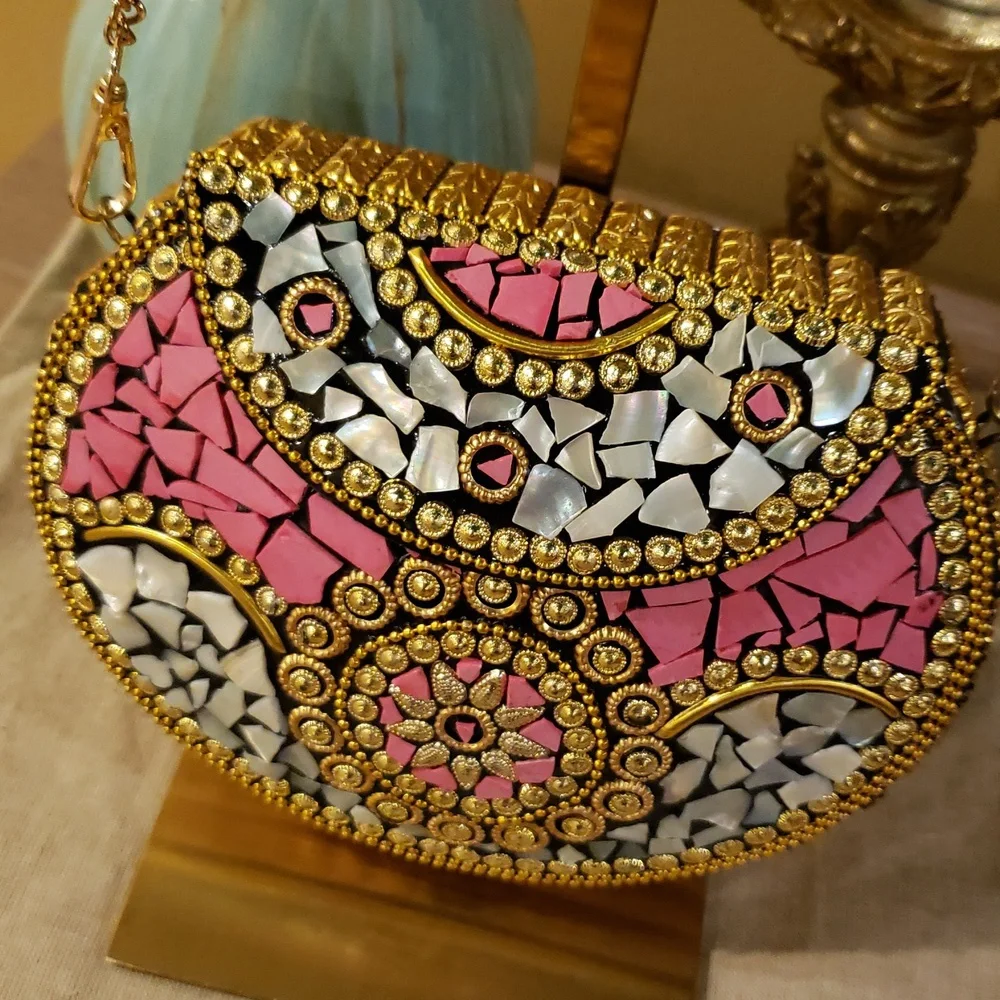 RAMLA Mosaic Crossbody Bag in Pink, Blue & Gold (NWOT - MSRP $275) - Picture 5 of 13